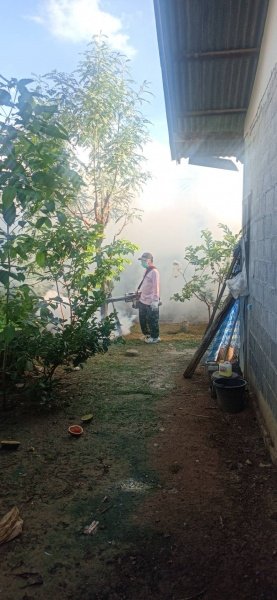 กองสาธารณสุขและสิ่งแวดล้อม เทศบาลตำบลปักธงชัย ออกพ่นหมอกควัน เพื่อกำจัดยุงลายพาหะนำโรคไข้เลือดออกให้กับประชาชนในพื้นที่